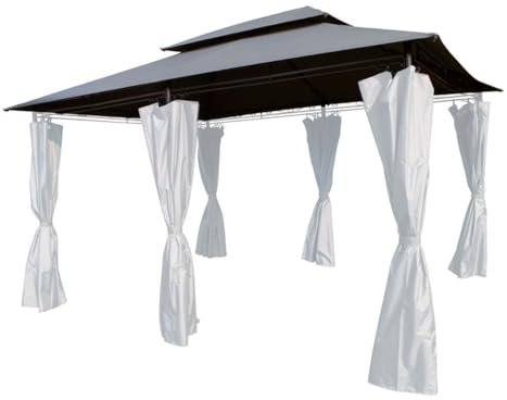 LEX Ersatzdach mit PU Beschichtung Pavillon rechteckig 4x3 m wasserabweisend, Farbe:steingrau