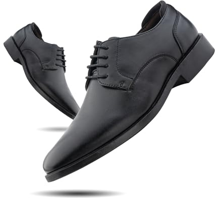 Hitmars Oxford Shoes Men Office Wedding Formal Shoes Lace Up Dress Brogue Derby Business Black-3 Size 6