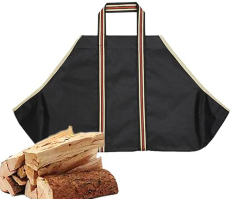 Portalegna da ardere impermeabile, supporto per caminetto da interno con manici, grande borsa portaoggetti per legna da ardere, 71 x 45 cm, perfetta per interni e campeggio