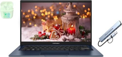 ASUS 14 FHD Vivobook Laptop Computer, 40GB RAM 1.5TB Storage (1TB SSD+512GB Docking Station Set), 6-Core Intel Core i3, Windows 11 Pro with Microsoft Office Home & Business, PLUSERA Earphones