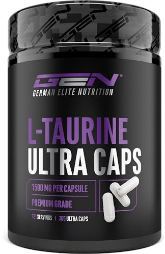 L-Taurin Ultra Caps - 365 capsules - Extra fortement dosé avec 1500 mg par capsule - Taurine acide aminé avec 99% de pureté - Sans additifs indésirables