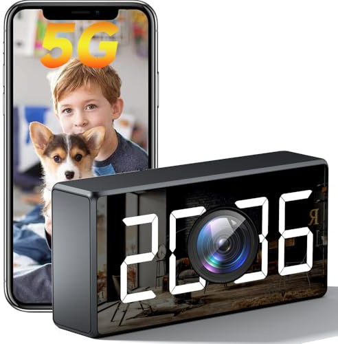 USBRMT 4K WiFi Camera Clock 5G Indoor Security Nanny Cam for Baby Monitor, Dog Camera with Motion Detection, Night Vision