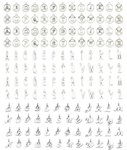 156 ciondoli A-Z, alfabeto per gioielli fai da te, orecchini, bracciali, collane, regali creative, decorazioni per matrimoni, metallo