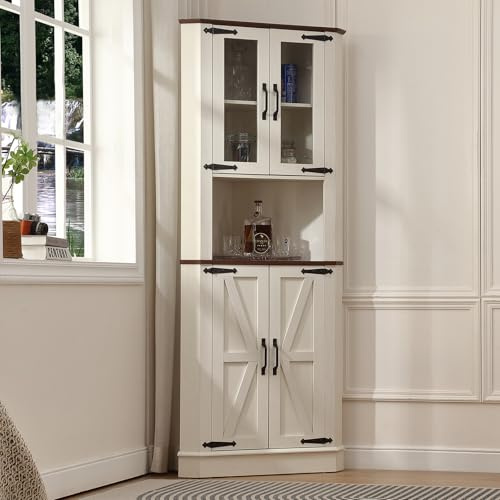FOREST GRAVITY Mobile angolare alto Sottile Corner Cabinet Soggiorno Contenitore per la sala da pranzo Mobile Bagno Stretto con Cassetto Ripiani Regolabili 50 * 9 * 173 cm Bianco