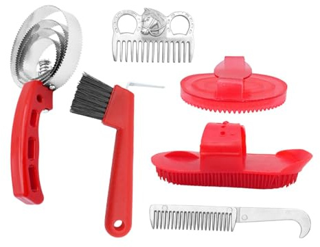 F Fityle Kit de Aseo para Caballos de 6 Piezas, Juego de cepillos, Accesorios para de Aparejos, Suministros para el Cuidado de los Caballos,