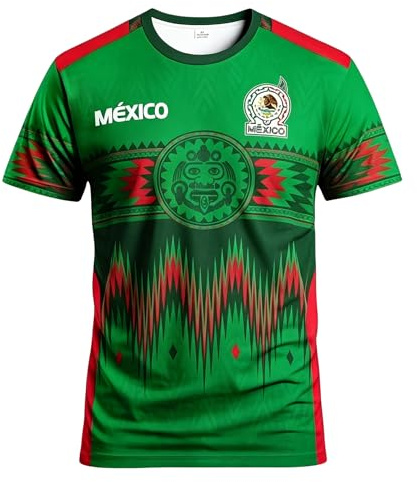 2026 W-M fotboll Mexiko t-shirt landslaget 3D-tryck andas snabbtorkande sport ledig fotbollskopp fanskjorta för män kvinnor ungdomar barn tröjor topp, Grön, M