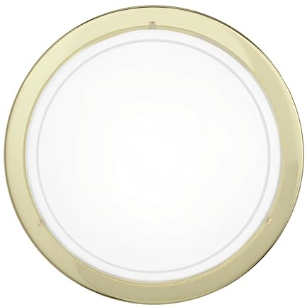 EGLO Deckenlampe Planet 1, 1 flammige Wandleuchte, Deckenleuchte aus Stahl, Farbe: Messing, Glas: Weiß lackiert, Fassung: E27