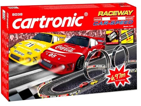 Cartronic Car-Speed Raceway I Spielfertiges Rennbahn Set mit 7,00m Rennstrecke + 2X Porsche 935 Turbo I Autorennbahn für Kinder ab 6 Jahren