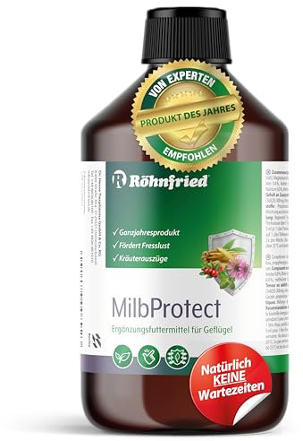 Röhnfried MilbProtect 500 ml I Vor & Nach Milbenbefall I Ergänzungsfuttermittel für Geflügel I fördert Fresslust I Kräuter I Ganzjahresprodukt