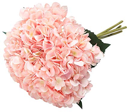 Tifuly Konstgjorda hortensiablommor, 5 st realistiska enkla långa stjälkar silke 16 cm blomhuvud Hortensia buketter för bröllop, hem, hotell, festdekoration, blomarrangemang