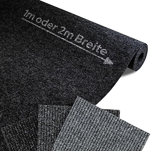 Moquette aiguilletée GLADIATOR - Noir, 1,00m x 2,00m, Revêtement de sol strié | Cértifiée avec Résistance au Feu B1
