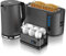 Arendo - Wasserkocher mit Toaster SET und Eierkocher, Edelstahl Cool Grey Wasserkocher 1,5L 40° 100°C Toaster 4 Scheiben LED-Display 6 Bräunungsgrade Eierkocher 1-6 Eier Messbecher