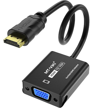 MT-VIKI Adattatore da HDMI a VGA, adattatore da HDMI a VGA 1080P, compatibile con computer desktop, laptop, PC, monitor, proiettore HDTV, Chromebook Roku Xbox e più 1 pezzo