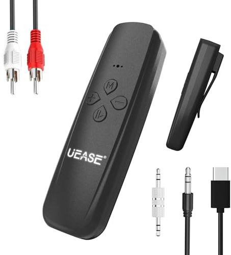 UEASE Aux Bluetooth Adapter Auto, 2-in-1 Bluetooth 5.2 Transmitter Empfänger mit Aux 3.5 mm RCA Kabel für TV/PC/Auto-Soundsystem/Kabelgebundene Lautsprecher