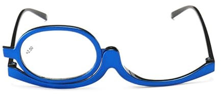 Make Up Schminkbrille mit klappbaren Brillenglas,Lesebrillen Damen Schminkbrille,Make up Brille,Schminkbrille Make up Brille Lesebrille Presbyopie Brille Sehhilfe,Makeup Lesebrille,+2.5,Blau