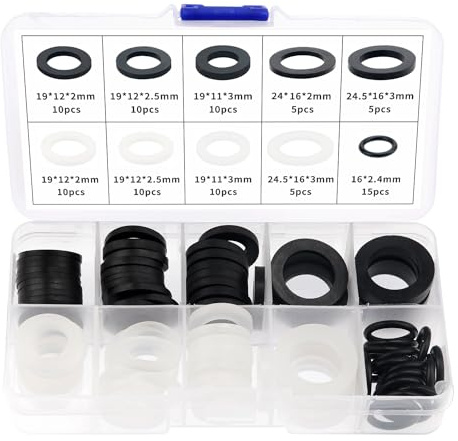 YIXISI 90 Piezas Arandelas de Sellado O Ring, Goma Junta Plana, Silicona Junta de Manguera, para Mangueras de Grifos de Ducha de 1/2 3/4 Pulgada