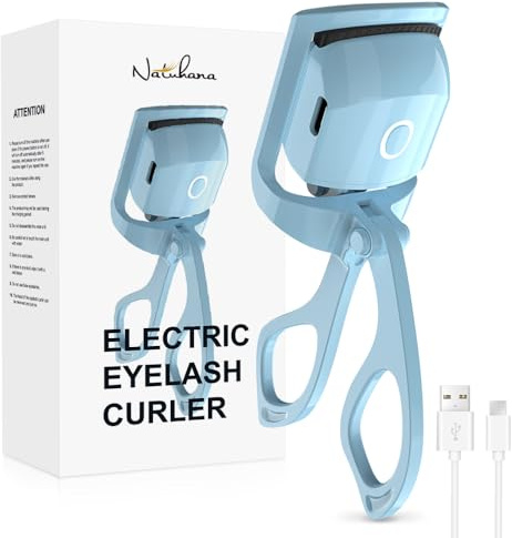 Natuhana Piegaciglia Riscaldato con USB, Elettrico Ricaricabile Riscaldamento Rapido in 8s e 24H di Lunga Durata,Controllo Della Temperatura con Cuscinetti in Silicone