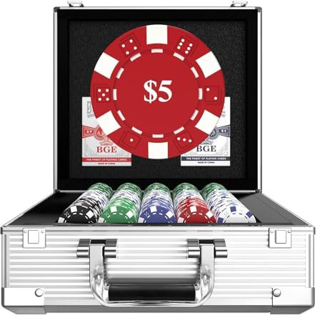 HEITOK Poker Chips, 600PCS Casino Chips Set with Numbers Aluminum Travel Case, Waterproof of 11.5 Gram Poker Set for Texas Holdem Blackjack Gambling