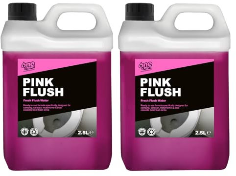 One Chem Professional Toilet Cleaner Pink Flush for Caravans and Motorhomes, 2 x 2.5 Litre, Formaldehyde Free, Pink Fluid