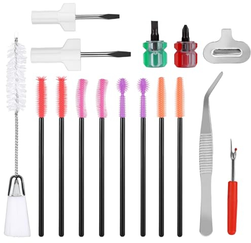 16pcs Sewing Machine Cleaning Kit, Sewing Machine Crevice Cleaning Tools Including Dual-Head Brush Screwdriver Silicone Brush Tweezers Seam Ripper Sewing Machine Repair Accessories