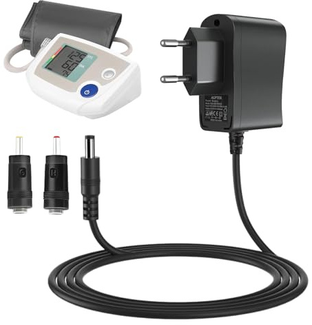 Netzadapter für Blutdruckmessgerät, 6 V, 1 A, mit 2 Steckern für Omron HHP-CM01, Omron M7 M500 M700 M3 M5 M6 M2 Basic/Intelli IT X2 X4 X7 Smart, X2 Basic, X3 Comfort