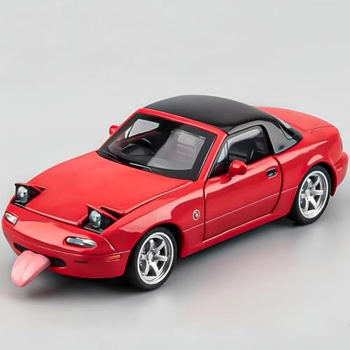 MODVKVK Mazda MX-5 Miata 1:32 modellbil, leksaksbil med ljus och musik, avtagbart skydd, dra tillbaka funktion, legeringsformgjutning, perfekt för barn från 3 år och samlarmodellbil (röd)