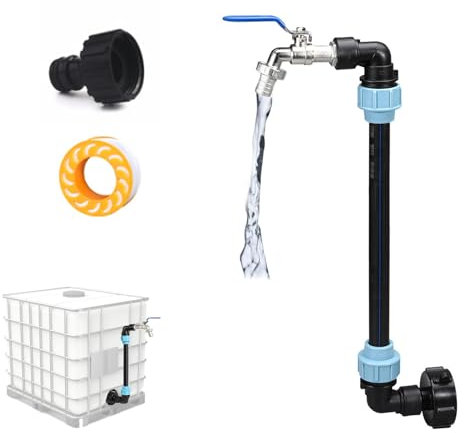 Robinet Col Cygne IBC 3/4, Kit Raccord Raccordement Recuperateur Eau Pluie, Accessoires Adaptateur Réservoir Laiton pour Cuve Récupération, Tonneau, Conteneurs S60 x 6, Citernes, Jardins