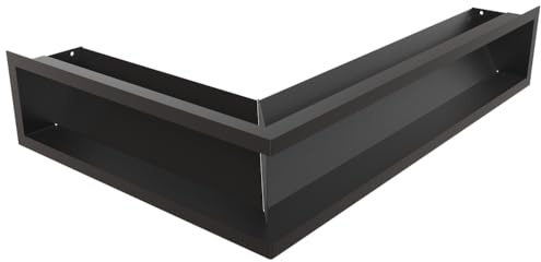 Kratki LUFT Griglia di ventilazione angolare 12x60x40 cm nera stretta - griglia di ventilazione angolare decorativa in metallo verniciato a polvere per camini e riscaldamento