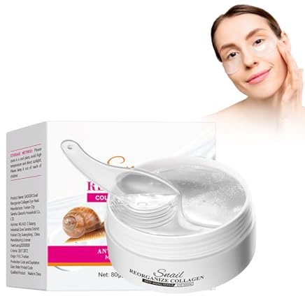 Parche de colágeno de caracol, 60 unidades calmante para los ojos, colágenos, almohadillas para los ojos, antiojeras, bolsas de ojos, arrugas, círculos oscuros y puffiness, almohadillas para los ojos