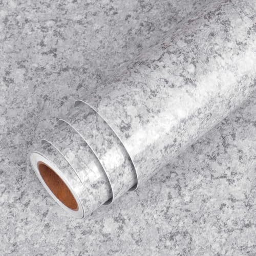 LaCheery Carta Adesiva per Mobili Granito Grigio Chiaro Rivestimento Piano Cucina Adesivo 40cm x 200cm Pellicola Adesiva per Mobili Lucida Vinile Vintage Impermeabile Decorativo per Tavolo Armadio
