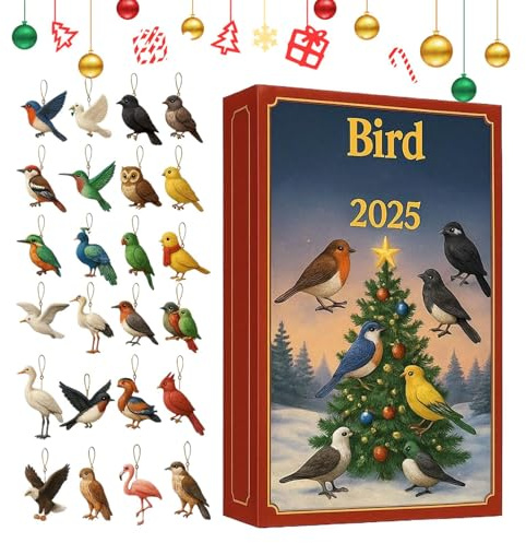 de cuenta regresiva – Calendario plano 2D de cuenta regresiva de pájaros de 24 días, accesorio decorativo para vacaciones, herramienta de planificación, suministro de exhibición de
