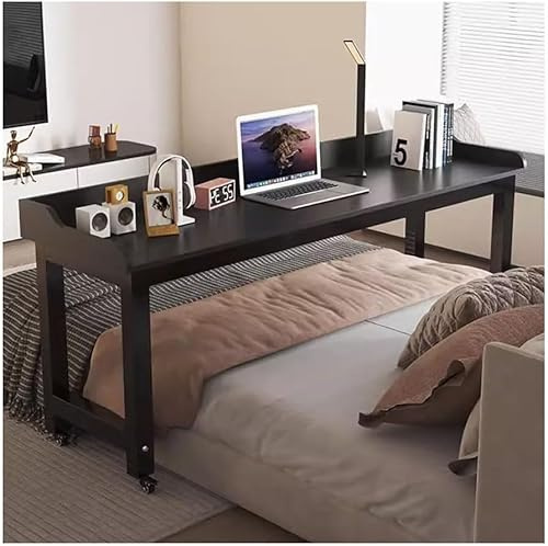 Tavolo Servitore Tavolo Servitore Nero con Ruote dei Freni, Tavolo da Letto Rimovibile per Lavorare Mangiare Giochi, Camera da Letto Portatile