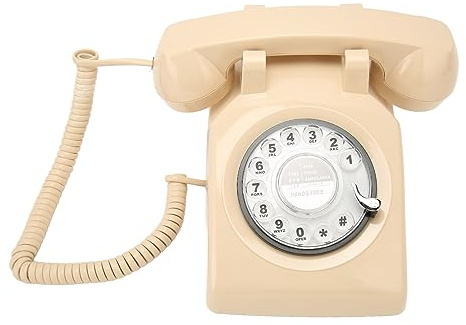 Luocute Retro Roterande Telefon, Vintage Fast Telefon med Mekanisk Ringsignal för Hemmakontorhotell (Beige)