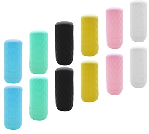 VILLCASE 12pcs Leak Resistant Travel Bottle Covers Silicone Elastic Sleeves for Toiletries Non-slip Protector for Shampoo Conditioner Body Wash Bottles Suitcase Leak Protection