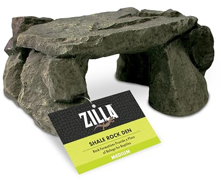 ZILLA Pet Reptile Terrarium Shale Rock Den Decor Grey Medium