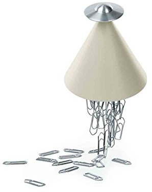 Alessi Mgir01 Lg Spettro Büroklammernhalter, magnetisch, aus thermoplastischem Harz und Aluminium, Hellgrau