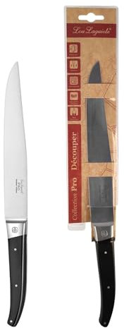 LOU LAGUIOLE - Couteau à découper - Pro - Acier inoxydable 5Cr15MoV, Finition Brillante - Lame 20 cm - Noir