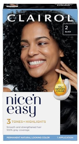 Clairol Nice'n Easy Permanent Hair Dye, 2 Black Hair Color, Pack of 1