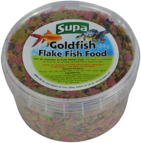 Supa Goldfish Flake Food Pot, 500 ml, Pack of 2, Complete Diet For All Varieties Of Cold Water Aquarium Fish, Nutritious Fish Food,