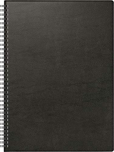 BRUNNEN 1078101901 Buchkalender Modell 781, 2 Seiten = 1 Woche, 21 x 29,7 cm, Kunststoff-Decke schwarz, Kalendarium 2021, Wire-O-Bindung