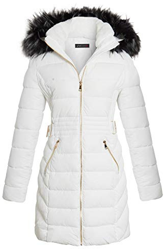 shelikes Women's Long Padded Coat Winter Warm Quilted Jacket Hooded Parka Coats With Removable Faux Fur Hood For Ladies