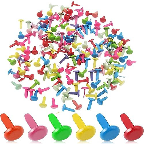 Brad musterklammern klein, 500 Stücke Musterbeutelklammer Mini Runde Brads Bunte Brads Verwendet für Scrapbooking Papier Basteln DIY Kunsthandwerk Nieten zum basteln (Farbig, 8 X 12 mm)