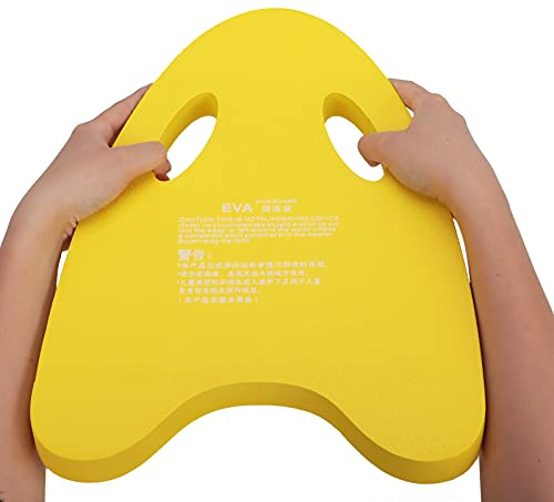 Tavoletta da Nuoto, Tavola da Nuoto a Forma di A con 2 Fori per Impugnatura Piastra Galleggiante Leggera in EVA per Adulti Bambini Allenamento in Piscina per Principianti(giallo)