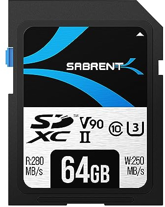 SABRENT Scheda SD 64GB v90, SDXC Card UHS-II, Memoria SD U3, Memory Card con R280MB/s W250MB/s (SD-TL90-64GB)