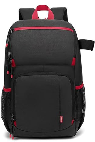 LEEMASING Borsa per fotocamera multifunzionale di grande capacità, impermeabile e resistente all'usura, doppia spalla, borsa per fotografia per donne e uomini fotografi (nero)