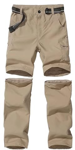 Anyanmoutn Boy's Outdoor Quick Dry Pants Kids' Cargo Pant Casual Hiking Climbing Convertible Trouser Fishing Pants Khaki