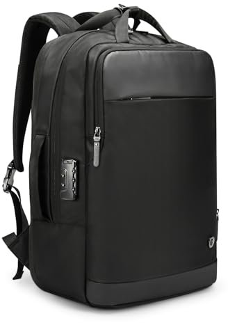 BAIGIO Laptop Rucksack Herren 26-38L Erweiterbar Tablet Reiserucksack Groß Wasserabweisend Flugzeug Handgepäck Tasche mit 15,6 Zoll Laptopfach Zahlenschloss für Business Arbeit Reise Uni, Schwarz