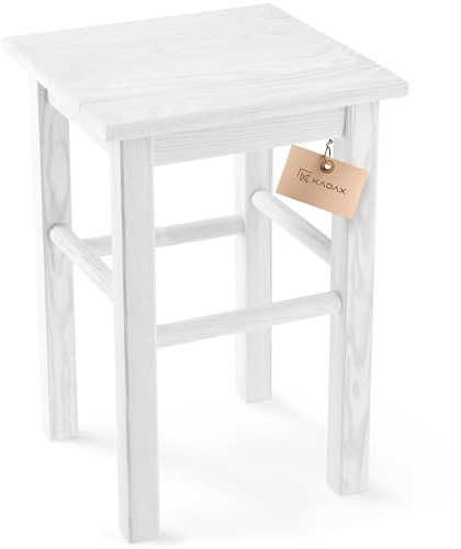KADAX Sgabello Basso in Legno di Pino Naturale con Design Rustico e Seduta Quadrata, Sedia Piccola da Cucina, Bar o Sala da Pranzo (Quadrato, Chiaro)