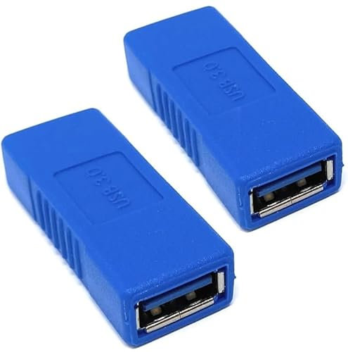 DRUT 2pcs. USB 3.0 SuperSpeed Coupler A Female to A Female Cable Joiner, Gender Changer Blue