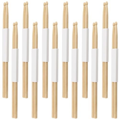 MANCHAP 12 Pairs 5A Drum Sticks, Maple Wood Drum Sticks, Wooden Drumsticks for Drumming, Practice, Performance